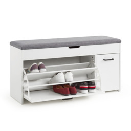 Mondeer Shoe Bench With Seat Cushion Storage And Flip-up Drawer