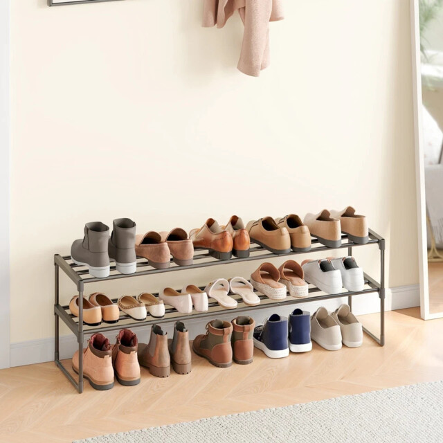 Songmics 2-tier Shoe Rack, Fits 10 To 12 Pairs Of Shoes, Black