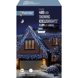 480 Led White Snowing Icicle Lights Timer Christmas Lights 11.8m Lit