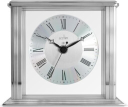 Acctim Hamilton Mantel Clock Quartz Brushed Metal & Glass Floating