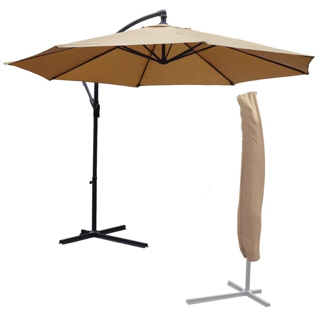 3m Large Mocha + Cover Cantilever Outdoor Parasol Sun Shade Patio