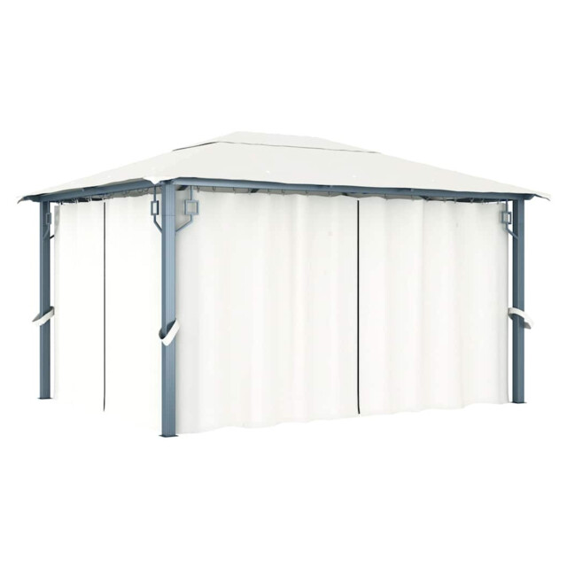 Gazebo Cream 400x300cm Alu/steel Frame Oxford Roof 4 Walls