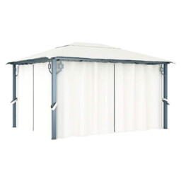Gazebo Cream 400x300cm Alu/steel Frame Oxford Roof 4 Walls