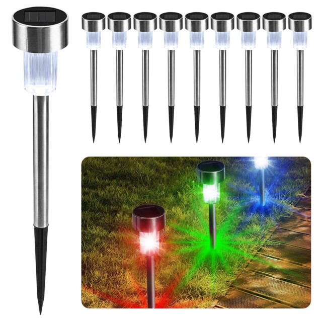 Cuqoo Solar Garden Stake Lights – 10 Pack Colourchanging Led,
