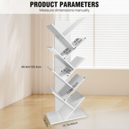 9 Tier Tree Bookshelf Tall Floor Standing Book Shelf Tall Bookcase