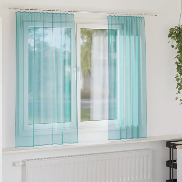 Voile Curtains With Rod Pockets 2 Pcs Turquoise Vidaxl