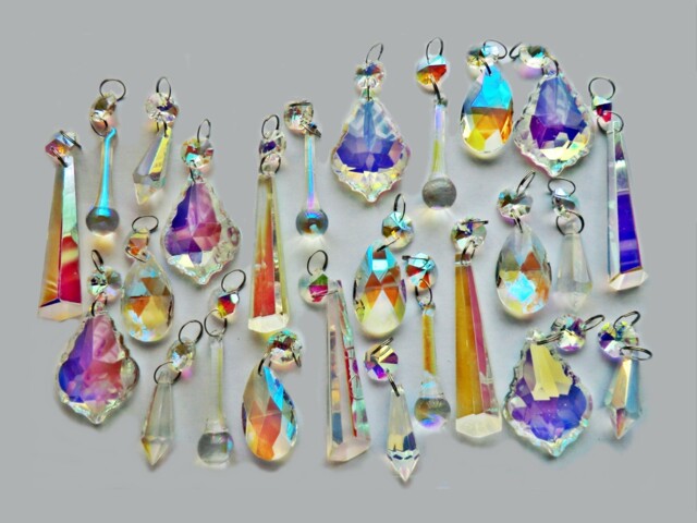 Ab Chandelier Droplets Iridescent Crystals Beads Spare Light Prisms
