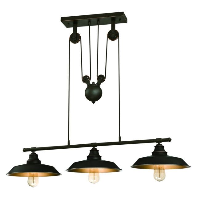3 Light Island Pulley Pendant Iron Hill Oil Rubbed Bronze By