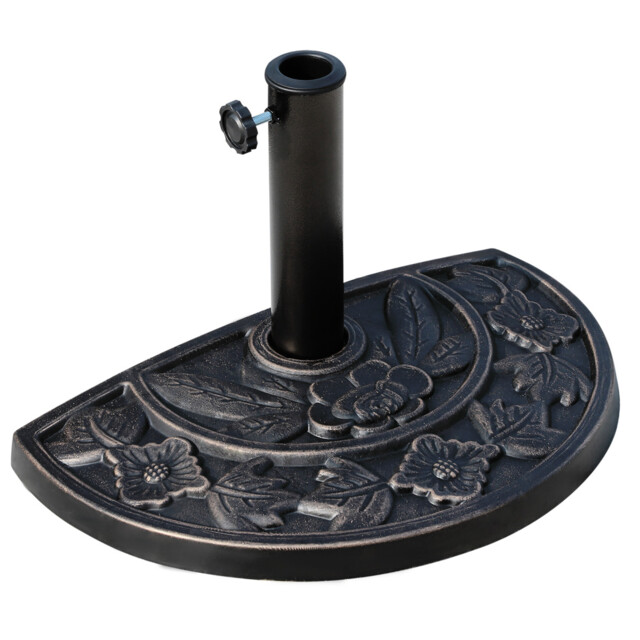 Parasol Base Half Round Resin Bronze 50x31x32cm Floral Pattern