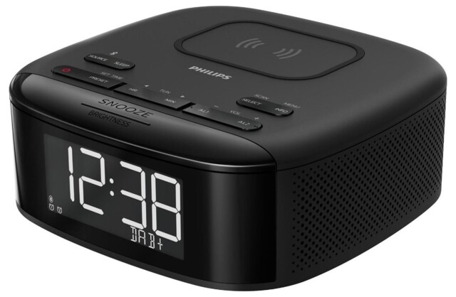 Bluetooth Clock Radio With Wireless Phone Charger, Black - Tar7705/10