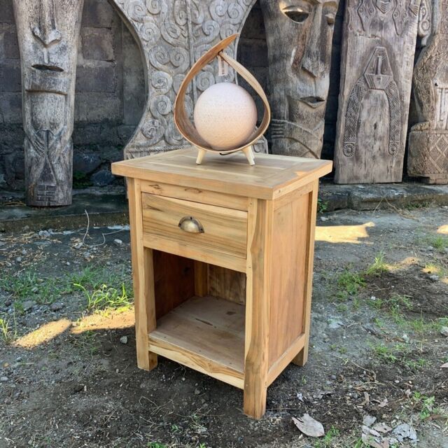 Recycled Teak Classic Bedside Table Handmade Bali Wooden Furniture