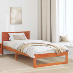 Bed Frame With Headboard Brown 90 X 190 Cm Solid Pine Wood Vidaxl