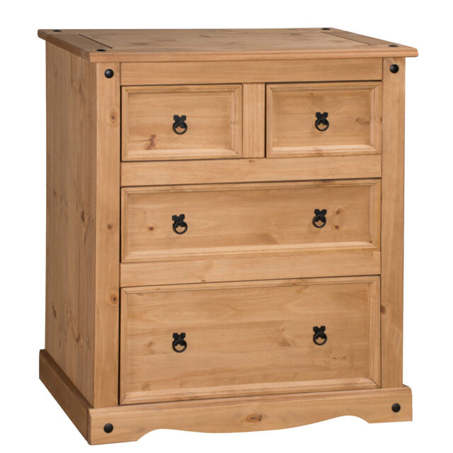 Corona Chest Of Drawers 2+2 Large 4 Drawer Mexican Solid Wood Pine