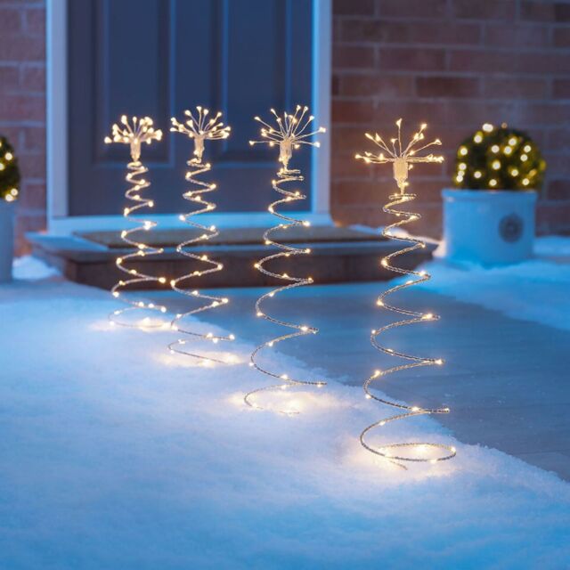 Christmas Spiral Tree Path Lights 4 Piece With 200 Led's Warm White