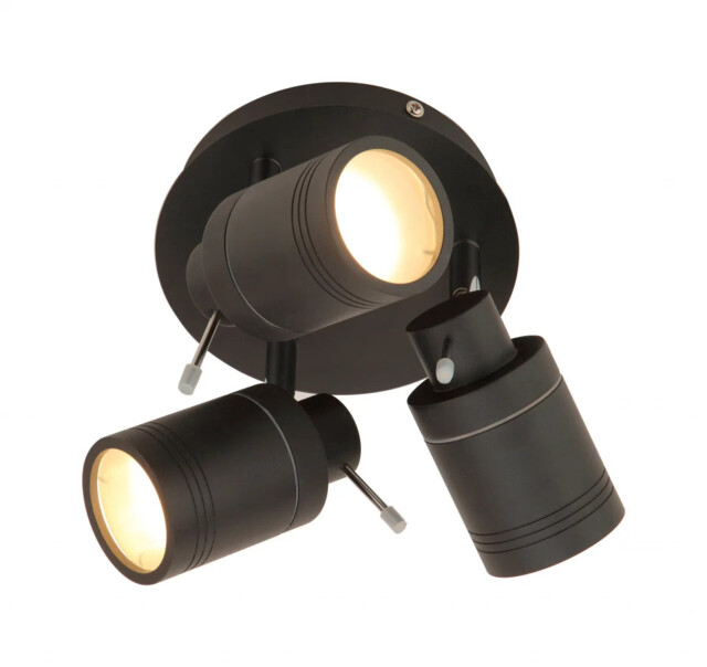 Bathroom Light Black Scorpius 3 Spot Plate Matt Ip44 Spa