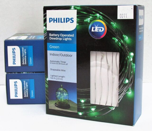 Lot Of 3 Led Battery Operated Dewdrop Lights W/timer Philips 051042765