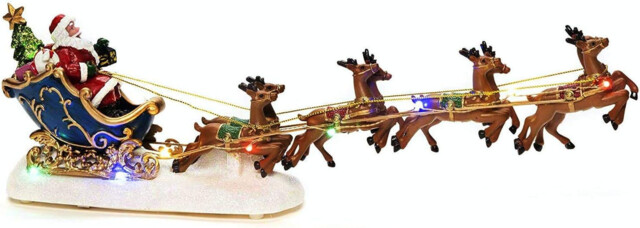 Konstsmide Led Christmas Scene : Santa In Sleigh With Flying Reindeer