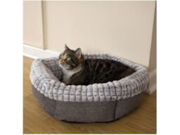 Rosewood Oval Tweed Plush Small Dog Cat Bed 40 Winks Comfort Soft