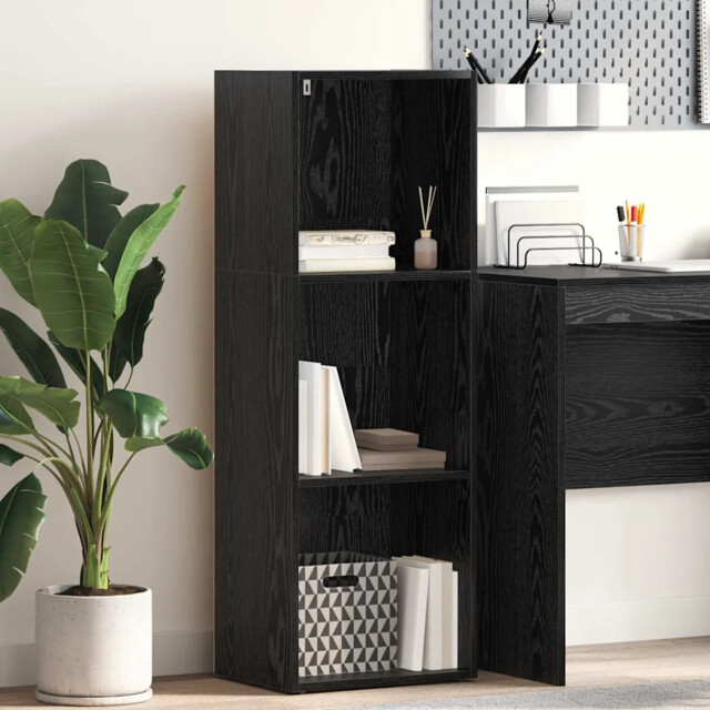 Bookcase Black Oak 40 X 30 X 114 Cm Engineered Wood Vidaxl