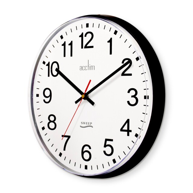 Acctim Clerkenwell Wall Clock Non Ticking Sweep Quartz Easy Read Black