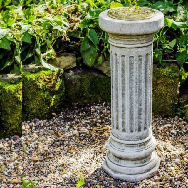 Large Freestanding Ornate Sundial On A Classic Stone Cast Column By
