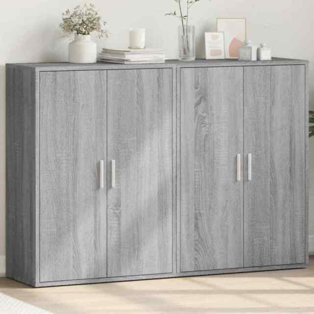 Sideboards 2 Pcs Grey Sonoma 60x31x84 Cm Engineered Wood Vidaxl
