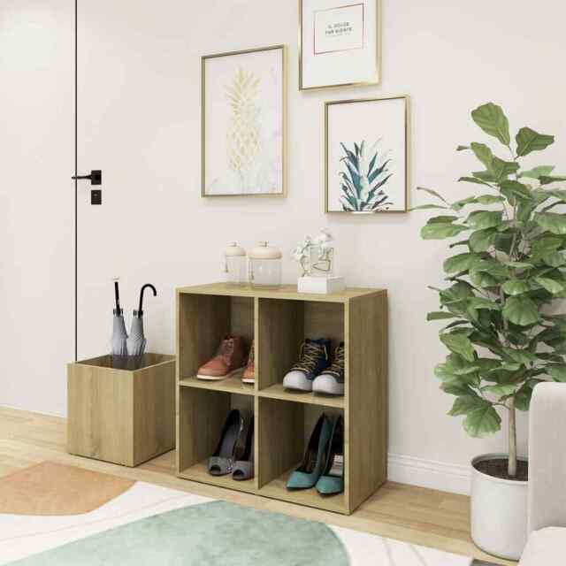 Hall Shoe Cabinet Sonoma Oak 105x35.5x70 Cm Engineered Wood Vidaxl