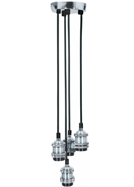 Pendant Black 4 Cord Set Bright Silver Lyyt Quad E27-rrp £59.99