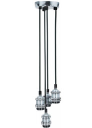Pendant Black 4 Cord Set Bright Silver Lyyt Quad E27-rrp £59.99