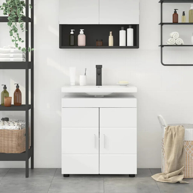 Bathroom Basin Cabinet With Storage Tulum White 60 X 34 X 63 Cm Vidaxl