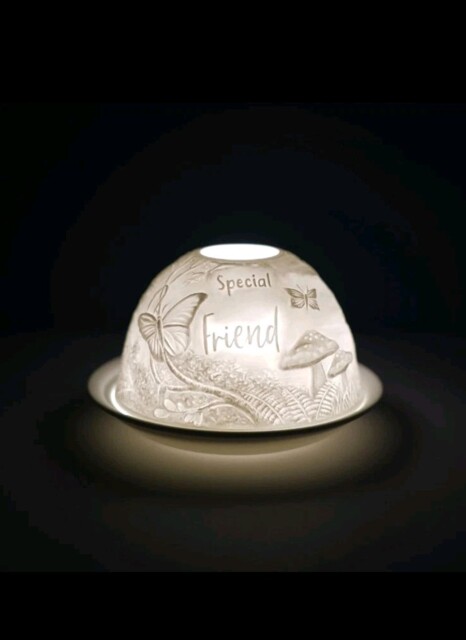Cello Special Friend Woodland Tealight Porcelain Dome Candle Holder