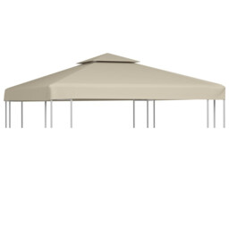 Gazebo Top Cover Beige 3 X 3 M Polyester Pvc Coated Uv Water-resistant