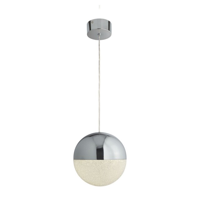 1 Light Led Chrome Ceiling Fitting Pendant Light With Crushed Ice