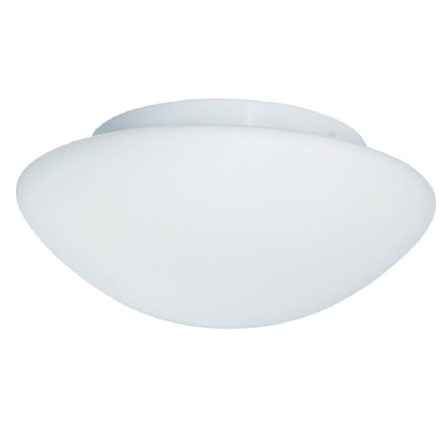 White Bathroom Modern Round Flush Light With Opal Glass Shade 350mm