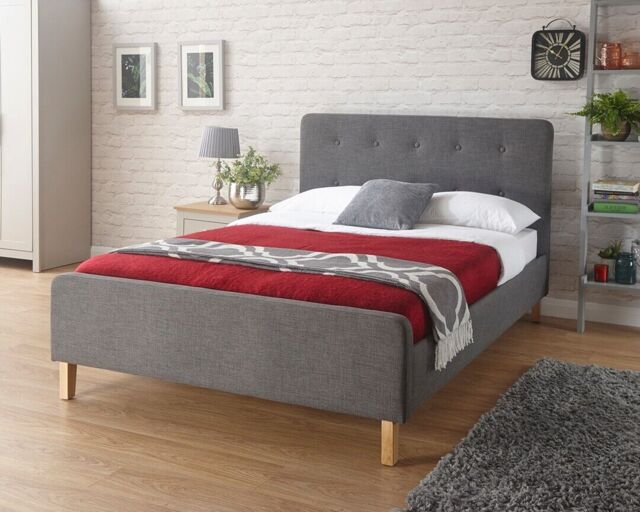 Grey Ashbourne 5ft King Size Fabric Bedstead- Assembly Opt- Local