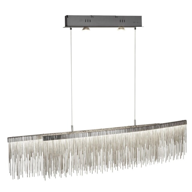 Satin Silver Finish Chain Pendant Ceiling Fitting Bar Light With