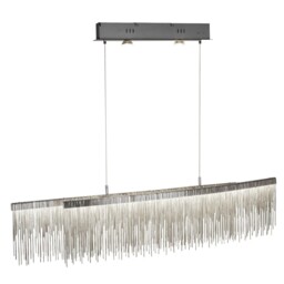 Satin Silver Finish Chain Pendant Ceiling Fitting Bar Light With
