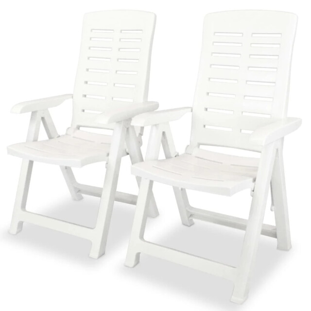 Outdoor Patio 2pcs Plastic Reclining Garden Chairs Set Outside