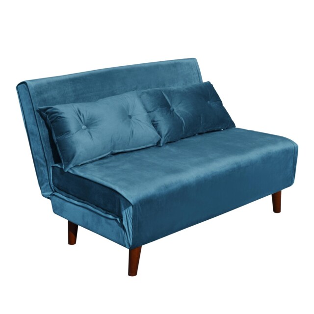Double Sofa Bed Sleeper Foldable Portable Pillow Lounge Couch Blue