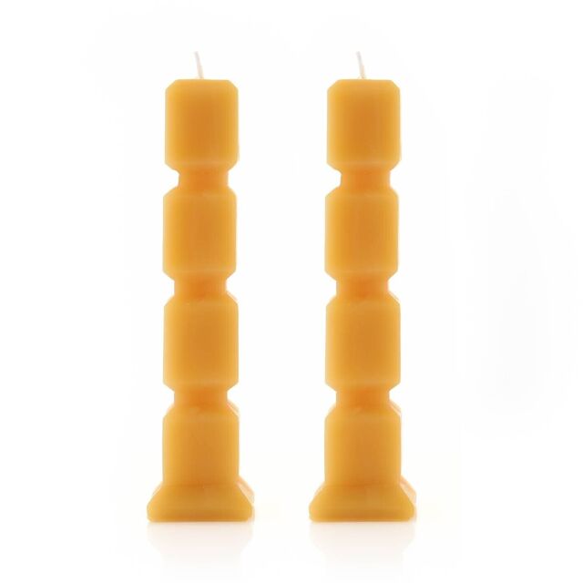 Hestia Set Of 2 Ochre Cube Candle - Home Décor - Perfect For Gifting