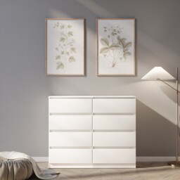 Malvern 8 Drawer Chest Matt White Large Modern Storage Freestanding