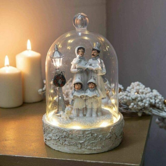 Light Up Christmas Carol Singing Family Ornament With Dome - Xm6330