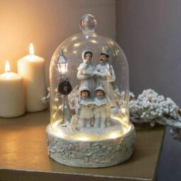 Light Up Christmas Carol Singing Family Ornament With Dome - Xm6330