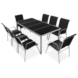 9 Piece Outdoor Dining Set Steel Black Vidaxl