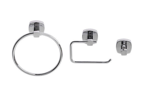 Croydex Medway Flexi-fix Set:towel Ring,toilet Roll Holder & Robe Hook