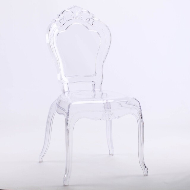 French Louis Bella Clear Ghost Dining Occasional Vanity Chair