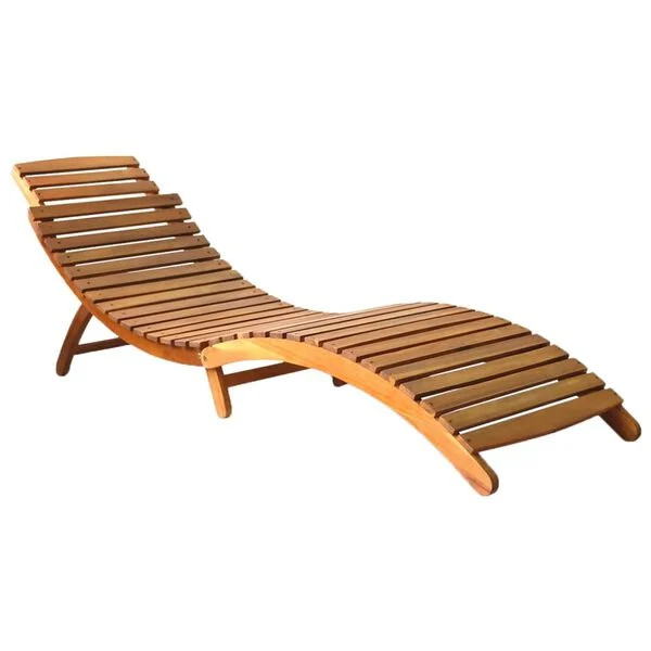 Acacia Wood Sun Lounger – Foldable, Weather & Water Resistant,