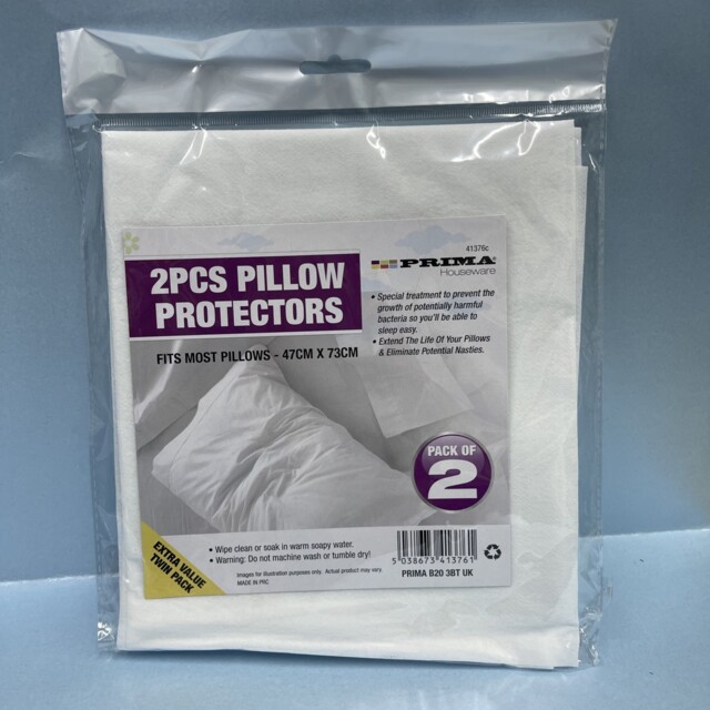 Prima Houseware 2 Pack Pillow Protectors - Antibacterial - 47cm X 73cm