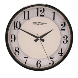 Wall Clock 31cm Matt Black Slimline Plastic Frame White Dial Grey