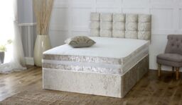 Solid Heavy Duty Reinforced Divan Bed Luxury Crushed Velvet 5ft King